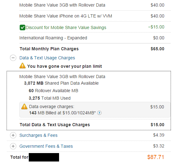 AT&T phone bill