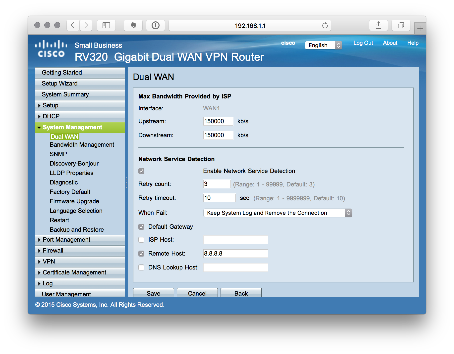 dual WAN settings