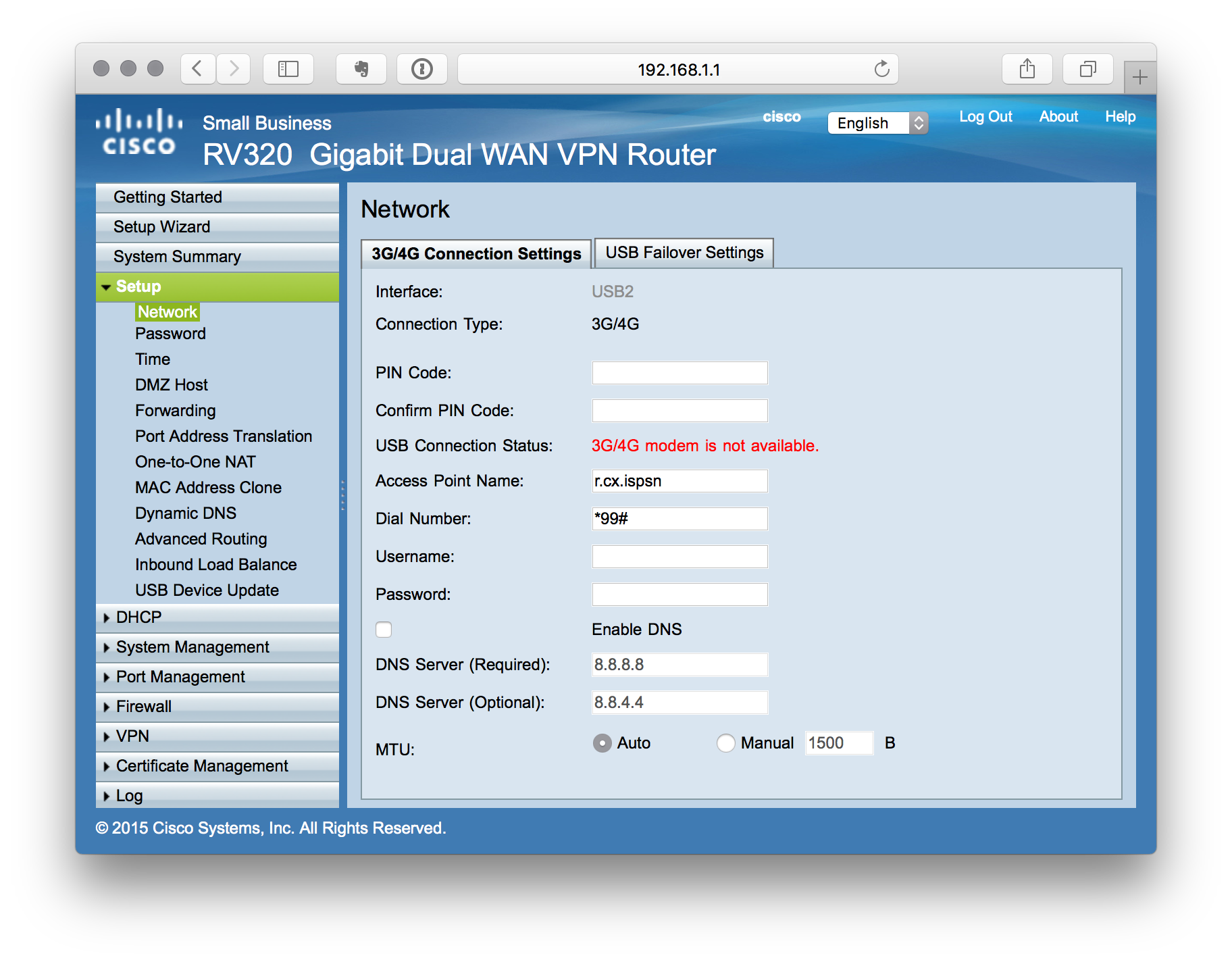 network connection settings